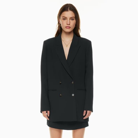Aritzia Wilfred Cherrelle Double Breasted Blazer Oversized Women’s XS black - Picture 1 of 10